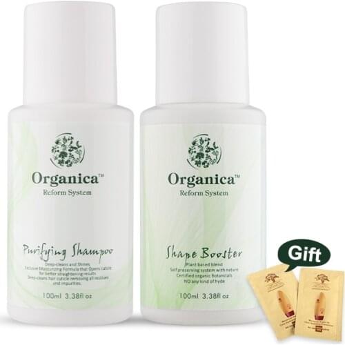 2pcs Organica 100ml Natural Hair Puirfying Shampoo+100ml Organic hydrolyzed keratin Shape Booster Treatment hair straightening