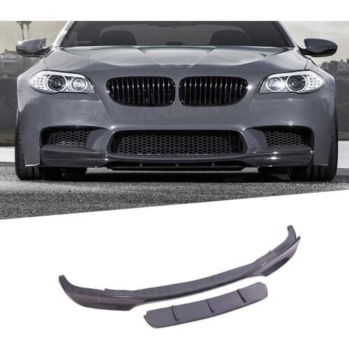 2Pcs V Style Carbon Fiber Front Lip Spoiler Bumper Chin Shovel For BMW 5 Series F10 M5 2012-2016 Double Spoiler