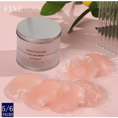 FINETOO 5/6 Pairs Women Nipple Cover Push Up Paste Sexy Female Floral Intimates Accessories Silicone Invisible Adhesive Stickers