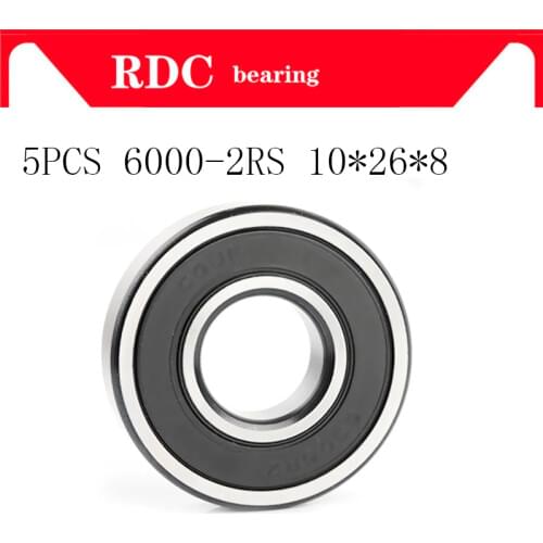 5PCS ABEC-5 6000 2RS 6000RS 6000-2RS 6000 RS 6000-2RSH 10x26x8 10*26*8 mm Rubber seal High quality Deep Groove Ball Bearings