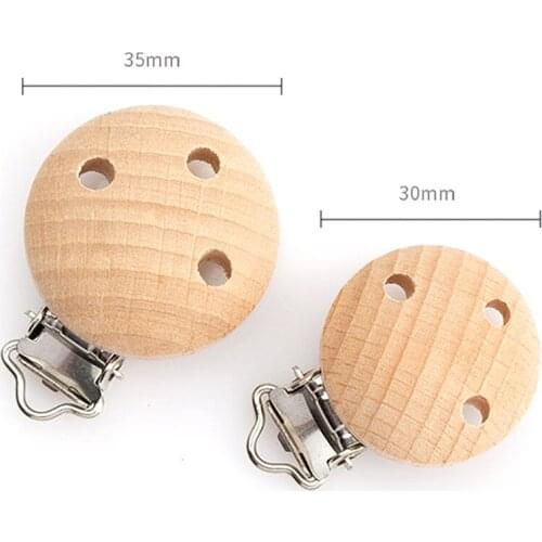 5Pcs Metal Wooden Baby Pacifier Clips Infant Soother Clasps Holders Accessories