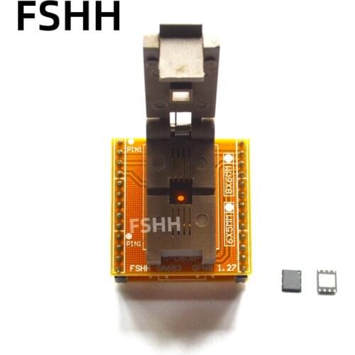 Free shipping QFN8 to DIP8 Programmer Adapter WSON8 DFN8 MLF8 to DIP8 socket for 25xxx 5X6 Pitch = 1.27mm