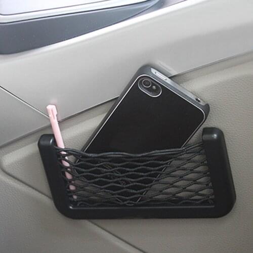 Accessories Universal Organizer Storage Bag Net Seat Side Back Storage Net Self-adhesive Net Pocket Phone Holder Car Organizer