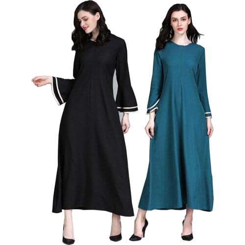 Dubai Abaya Muslim Women Kaftan Arabic Vestidos Long Sleeve Floral Print Maxi Hijab Dress Elbise Robe Turkish Clothing