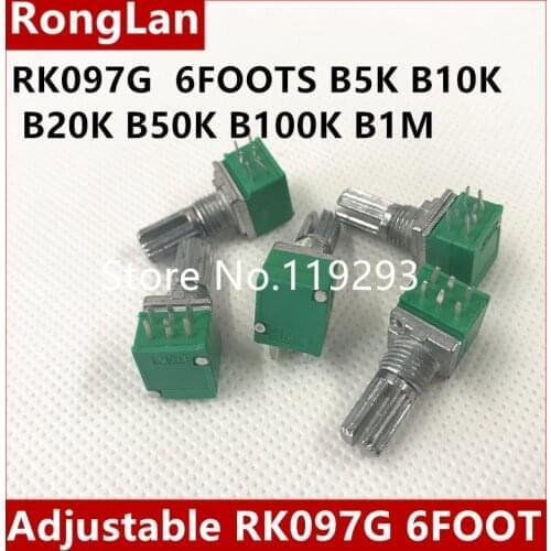[BELLA]Adjustable potentiometer resistance plastic double 097 RK097G 6 FOOTS B5K B10K B20K B50K B100K B500K B1M 15MM --10PCS/LOT