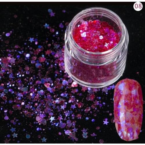 12 Colors 3g/ Box 10g in Box Mix Shape Colorful Glitter Nail Art Slime Glitter - Sparkly Glitter Holographic Clear Pink Glitter