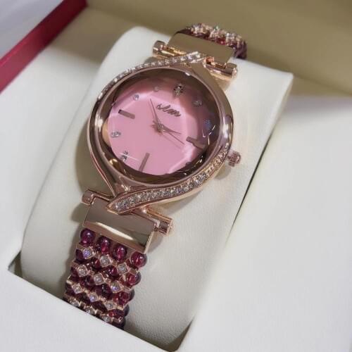 Natural garnet stone bracelet & 33mm watch DIY jewelry for woman waterproof watch for summer beach wholesale
