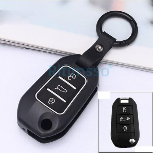Zinc Alloy Car Flip Key Case Full Cover Holder For Peugeot 3008 208 308 508 408 2008 307 4008 For Citroen C4 C4L CACTUS C3 C6 C8