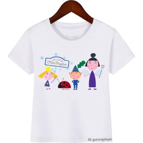 Love Children T-shirt Cartoon Book and Holly Kingdom for Boys / Girls T Shirt Summer Short-sleeved White Tops Kids Casual