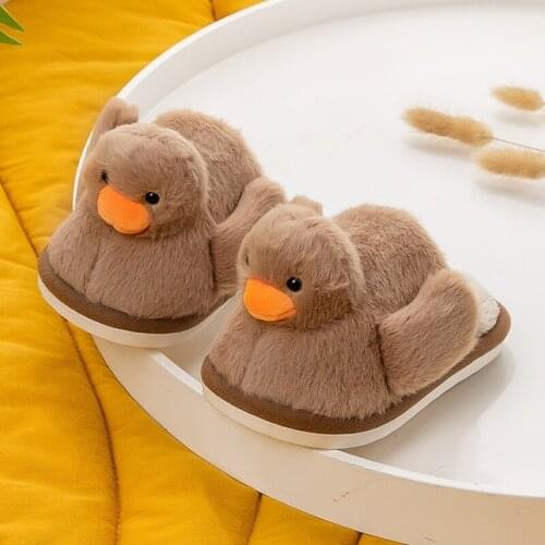 Children Shoes Toddler Girl Fur Cartoon Kids Slipper Duck House Slide Furry for Baby Indoor Winter Warm Boys Toddler Slippers
