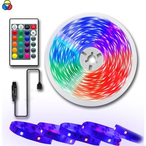 5V 2835 54LED RGB 24 Key Remote Control USB Interface TV Background Decorative Soft LED Flexible Light Strip