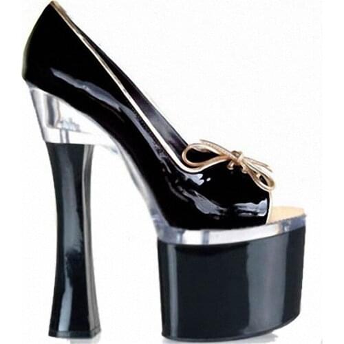 Classics Open Toe 18cm High-Heeled Shoes With Single Shoes OL Formal Plus Size Shoes Platform 7 Inch Stiletto With Thick Shoes