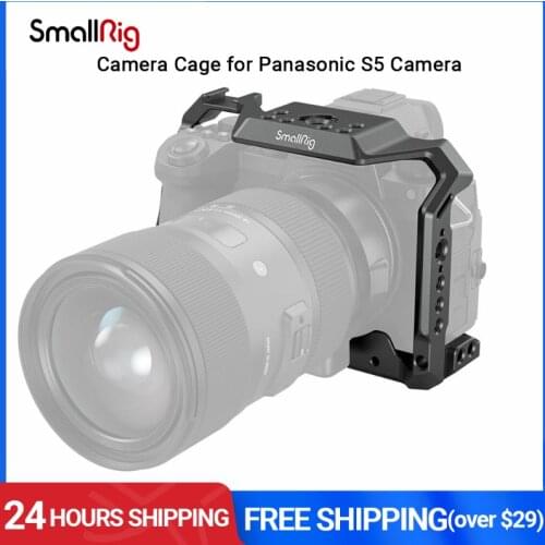 SmallRig DSLR Cage for Panasonic S5 Camera With Cold Shoe Mount+Nato Rail+1/4"-20 & ARRI 3/8”-16 Threads Video DIY Cage Rig-2983