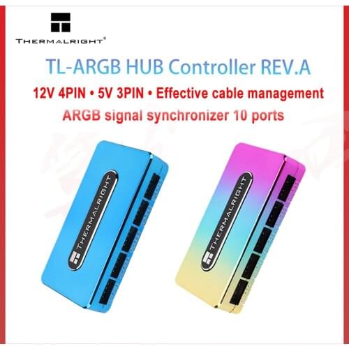 Thermalright ARGB RGB HUB Controller REV.A 5V 3PIN/12V 4PIN motherboard Sync CPU Cooler controller Case Fan Cable Hub