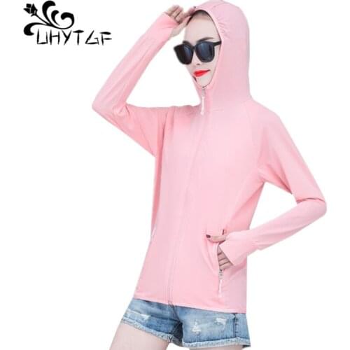 UHYTGF 2021Ice Silk Couples Summer Jacket Breathable Thin Sunscreen Clothing Anti UV Outdoor Sports Coat Women 5XL Plus Size1655