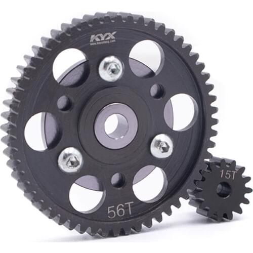 KYX Racing Hard Steel Heavy Duty 56T/15T Spur Gear set for RC Crawler Car Axial Wraith SCX10 Gearbox