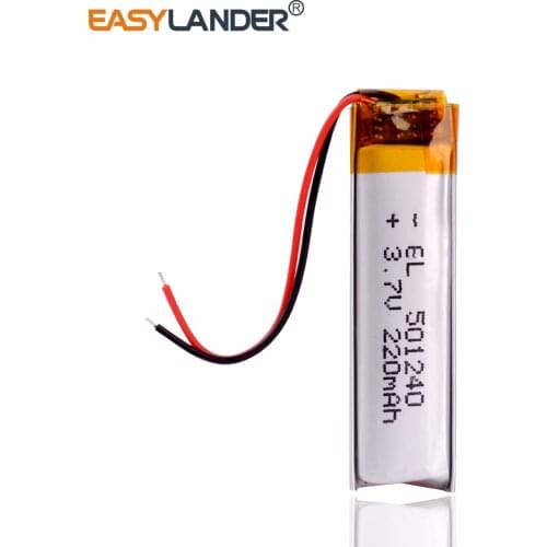 3.7V 220 mAh 501240 Battery Li-Polymer Rechargeable Battery 501240 Li Po Lithium Cells for GPS Bluetooth Earphone MP3 MP4 051240
