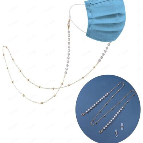 Fashion Pearl Mask Lanyard Eyeglasses Chain Pearl Beaded Chain Non-slip Hanging Rope Sunglasses Eyewear Holder Neck Strap