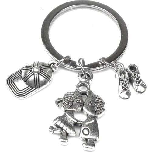 New Glamour Lover Boy Girl, Hat, Shoe Key Chain, 16x27mm Tibetan Silver Plated Keychain Pendant Antique Jewelry Making
