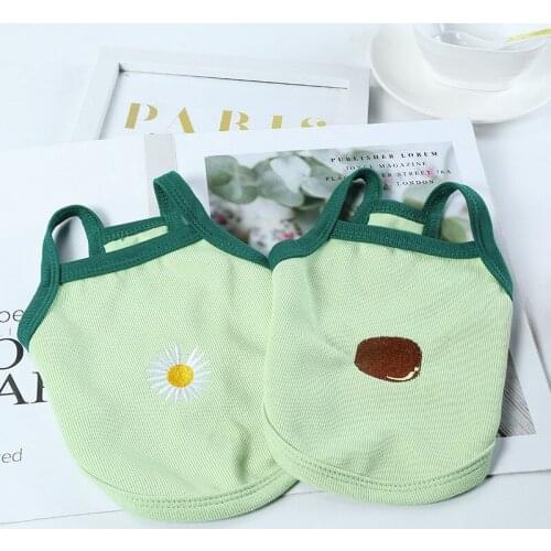 Pet Clothes Cats Dogs Camisole Teddy Bear Pomeranian Summer Cool Pet Clothing Embroidery Printed Dogs Clothing Puppy Dog Clothes