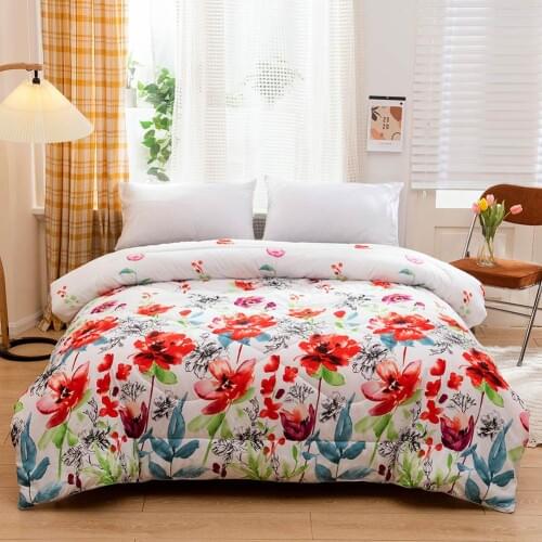 Papa&Mima flowers Quilted Quilt Blanket Queen King Size Winter Thick Comforter Set Brushed Sanding Microfiber