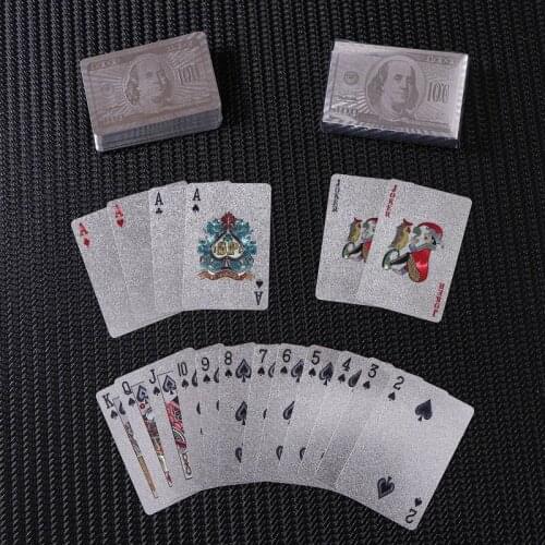 Plastic Playing Cards Frosted Creative Silver Foil Poker Waterproof Silver Poker Deck Of Cards Poker Board Game Travel Games