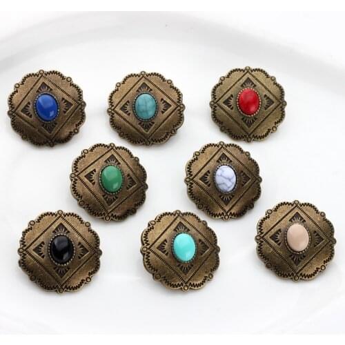 3pcs/lot 28MM Retro Zinc Alloy Charms Pendant Round Multicolor Decorative Bronze Concho Button For DIY Jewelry Accessories