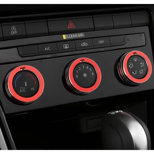 SBTMY 3pcs decorative ring for automobile air conditioner knob Stainless steel For Volkswagen T-ROC T ROC 2018 Accessories