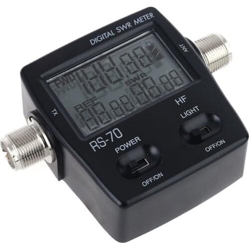 NISSEI RS-70 Digital SWR Power Meter Counter with LED Display Backlight Micro USB-DC 5V Output 1.6-60MHz 200W M Type for 2