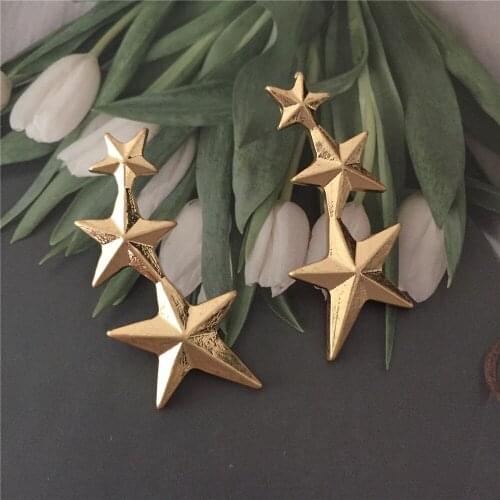 Lovely Gold Color Plating Star Linked Drop Earrings For Women Casual Elegant Unique Trendy Girly Jewelry Accessory
