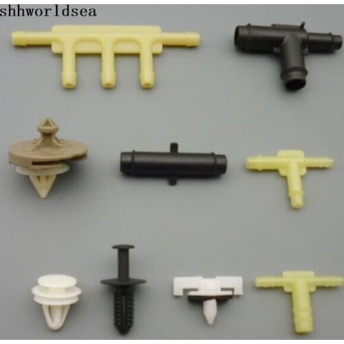 Shhworldsea 100pcs car fasteners retainer hose connector drip moulding clip push type retainer tee connector
