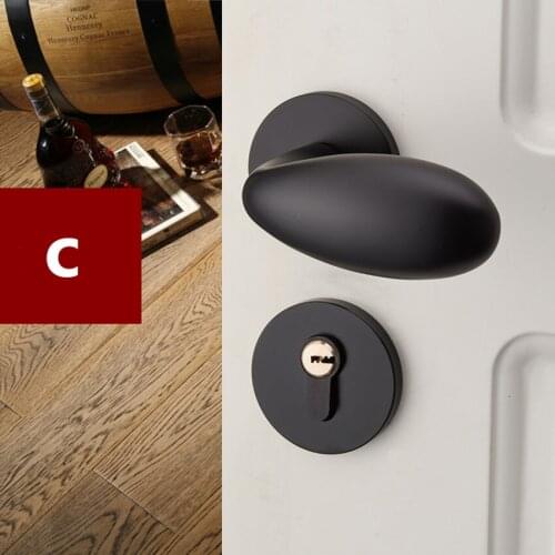 Modern simple indoor locks matte black bedroom kitchen door locks fashion antique black Split lock handles lock