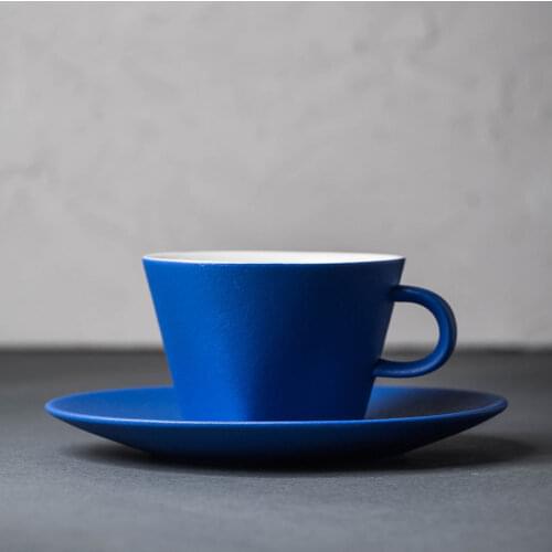 Blue Coffee Cup Hot Drink Breakfast Office Creative Coffee Cup High Quality Simple Vintage Tazza Colazione Coffee Cup BG50MG