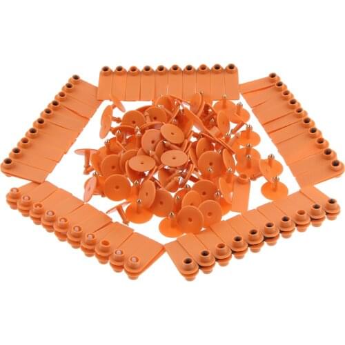 100 PCS Blank Ear Tags, Goat Sheep Pig Cow Livestock Marker, Premium Orange