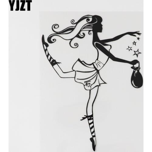 YJZT 11.4CMX15.6CM Fashion Hot Sexy Beautiful Girl Style Dance Vinyl Car Sticker Black/Silver 8A-0488