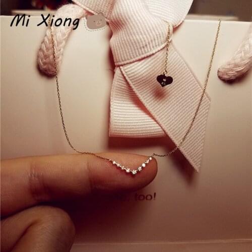 Mi Xiong 925 Sterling Silver Necklaces for Women Pendant with Chains V-shaped Luxury Jewelry Wedding Party Charm Accessories