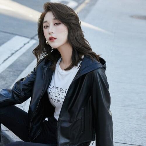 Women 100% Real Sheepskin Coat Hooded Jacket 2021 Spring Fashion Genuine Leather Jackets Chaqueta Mujer Top Quality Large Size