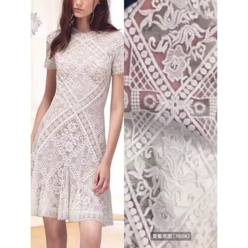 1 Yard 125 CM off whtie mesh embroidery bridal gown wedding dress lace fabric fashion french Chantilly sewing cloth material