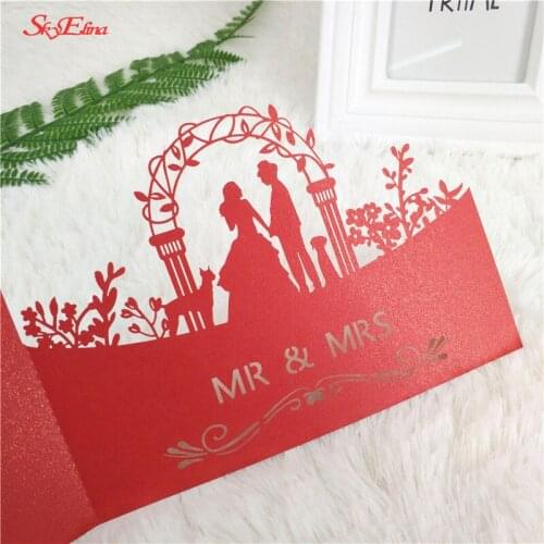 10/30pcs Blue Silver Pearlscent Paper Laser Cut Wedding Invitation Card Personalized Wedding Decorations Party table Supplies 5z