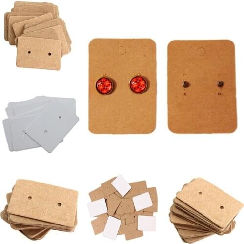 100Pcs Kraft Paper Ear Stud Hang Tag Jewelry Display Card Earring Kraft Paper Tag Ear Ring Paper Hang Price Tag 2.5*3.3cm