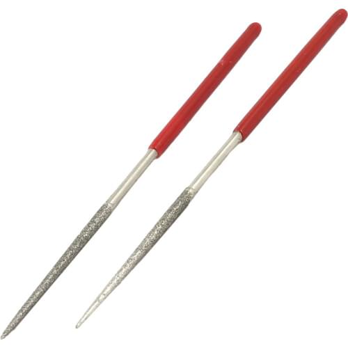 UXCELL 2 Pcs Red Plastic Coated Handle Point Tip 2mm x 100mm Woodworking Needle Files