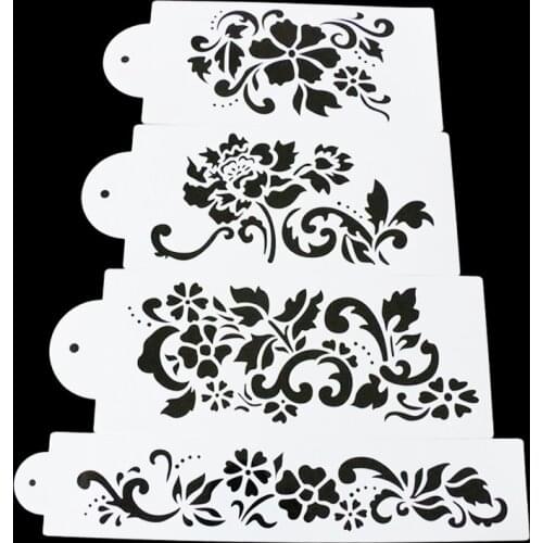 4PCS different Style Plum Flower sweet Heart Spray Stencils Birthday Cake DIY Mold Dessert Decorating Bread Tools