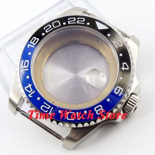 43mm Sub watch Case Sapphire glass black blue ceramic bezel stainless steel fit Miyota 8215 ETA 2836 DG 3804 movement 50