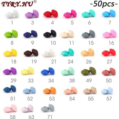 TYRY.HU 50pc Lentil Silicone Beads Food Grade Silicone Pearl Teether Beads DIY Teething Nursing Necklace Abacus Chewable Beads