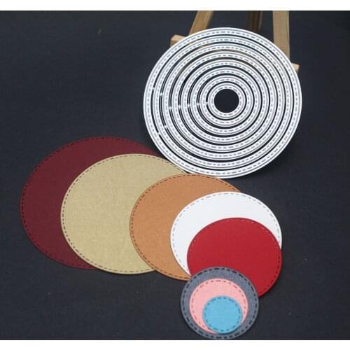 8pcs Stitched Circle Round Metal Cutting Dies Punch Knife for DIY Scrapbooking Paper Card Making Photo Album Decorative Die Cut
