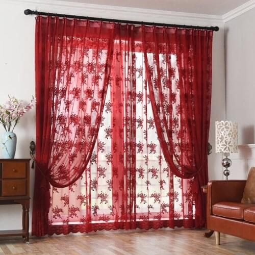 Brand New Custom Made Luxury Red Jacquard Voile Curtains Living Room Red Curtains Joyous Wedding Cortinas Eco-Friendly Fabrics