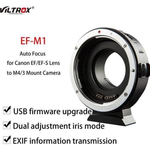 Viltrox EF-M1 Lens Adapter Ring Mount Auto Focus for Canon EF/EF-S Lens to M4/3 Mount GH5 GX85 Olympus E-M5 II E-M10 III Camera