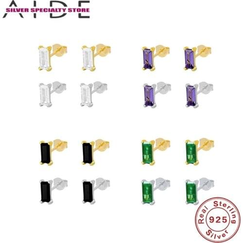 AIDE 925 Sterling Silver Colorful Zircon Stud Earrings For Women 2021 Trend Earring For Girl Jewelry Pendientes Bijoux Aretes