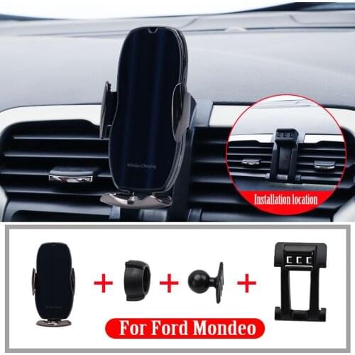 Auto Car Air Vent Holder Stand for Mobile Phone GPS For Ford Mondeo 2018 2019 2020 Smart Wireless Charger