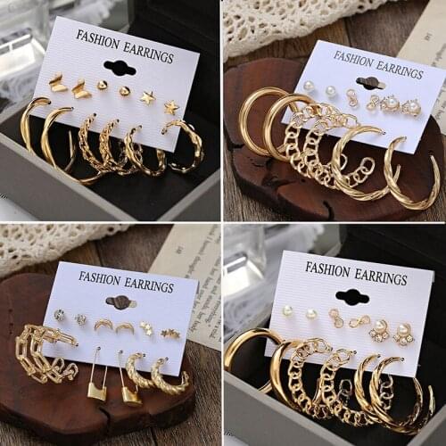 6 Pairs Large Hoop Dangle Earrings Classic Trendy Elegant Temperament Big Hoop Earring For Women Girls Fashion Jewelry Gifts